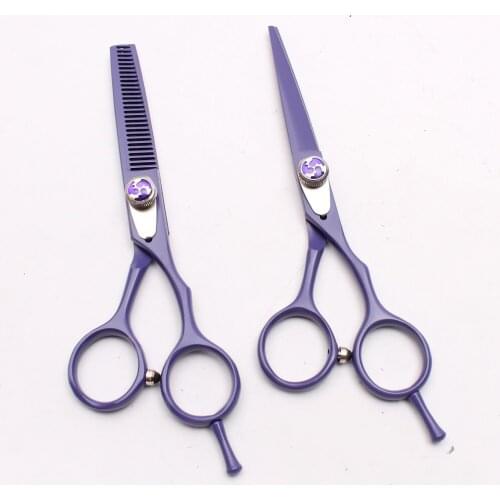 C1018 6" 17.5cm Violet Color Customized Logo Hairdressers Scissors Cutting Scissors Thinning Shears Professional Hair Scissors