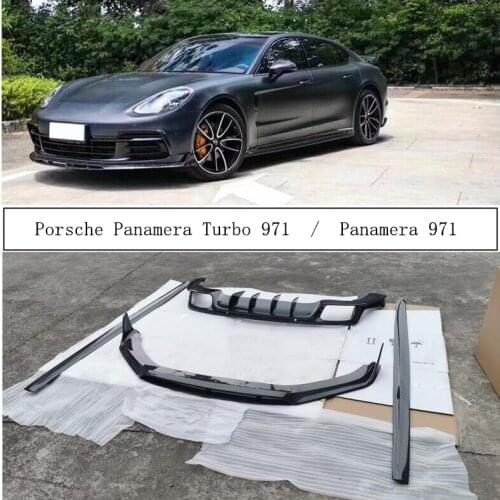 Front Rear Side Skirt Lip Spoilers For Porsche Panamera 971 Turbo 2017 2018 2019 2020 2021 Bumper Diffuser Carbon Fiber Spoiler