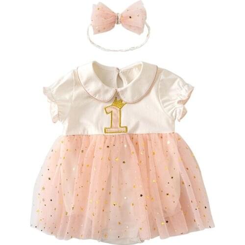 Baby Girl dress baby clothes Summer Princess Birthday Dress Short Sleeves Newborn Dresses 3M-24M 2PCS Sets