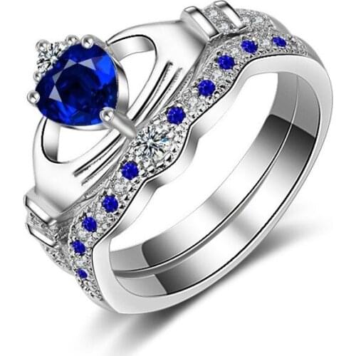 Simple White Copper Black Silver Color Heart-shaped Pair Ring Sets Love Couple Ring Good Quality