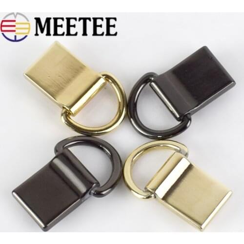 Meetee 5/10pc Bag Decoration Metal Buckles DIY handbag strap Side Hanging D Ring Hooks with Screw Hardware Accessories BF214
