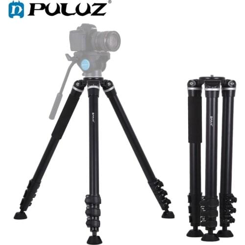 PULUZ Portable Camera Tripod Professional Traveling Monopod 4-Section Folding Leg Metal Tripod Mount for DSLR / SLR Camera