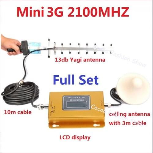 ZQTMAX 3G Repeater 2100MHz UMTS Cellular Signal Amplifier WCDMA Signal Booster with 13dbi Outdoor Yagi antenna cable