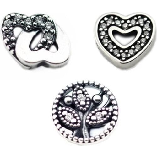 3PCS/Lot Interlocked Family Tree Pack Charms 925 Sterling Silver Beads for DIY Box Floating Locket Necklace Women Accessories
