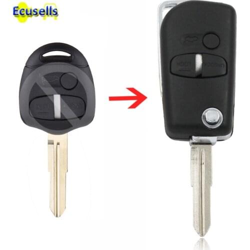 Folding Flip Remote Key Shell Case Fob 3 Buttons For Mitsubishi ASX Outlander Lancer Grandis with right key blade MIT11