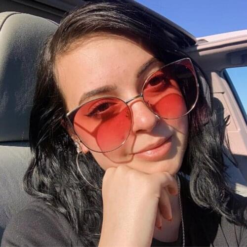 Fashion Vintage Tinted Len Sunglasses For Women Y2K Cat Eye Sun Glasses Accessories Eyeglasses Internet Celebrity Recommend