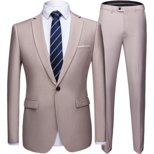 Groom Wedding Dress Blazer Pants 2 Piece Set / Male Business High-end Classic Dress Suit Trousers Casual Banquet 20 Colors