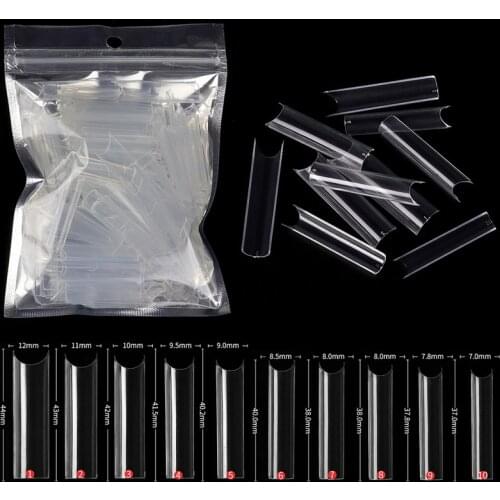 WAKEFULNESS 100pcs Long Straight Nail Tips XXL Extra Square Coffin False Nails C Curved Fake Nails Manicure Salon Nail Art Tools