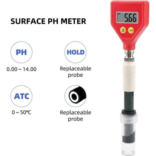Yieryi PH-98109 Surface pH Checker High-precision pH test pen skin acidity meter ATCfor aquarium, swimming pool, emulsion, paper