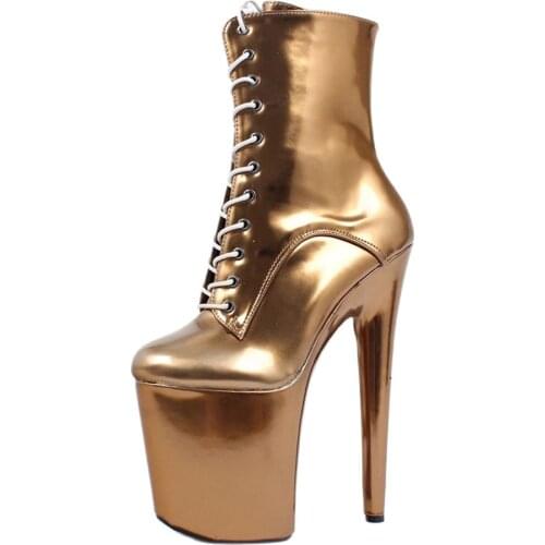 20CM High Sipke Heel Crystal Color Platform Ladies Sexy Pole-dancing Perform Ankle Boots
