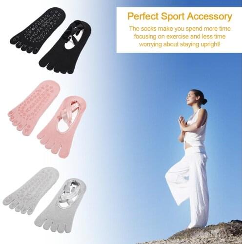 Women Yoga Socks Anti-slip Five Fingers Dance Socks Ballet Gym Fitness Sports Pilates Cotton Breathable Socks Funny Sock Sports4