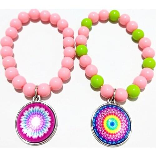 24pcs (12color)Mandala Flower Bandanna Paisley India style hand chain for girls rose pink red glass Bracelets DIY jewellery