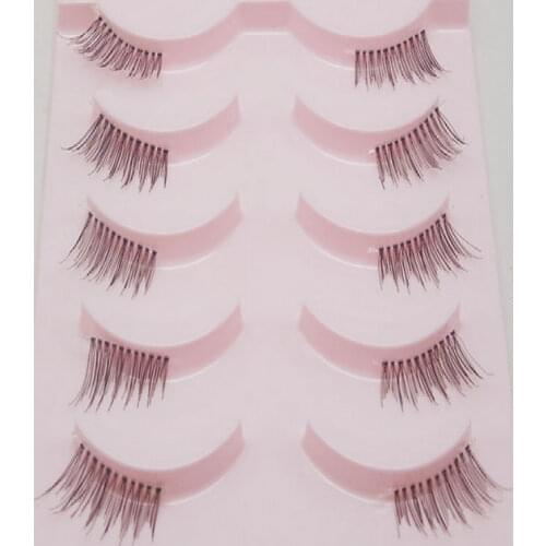 100% Handmade Transparent Stems Makeup Lashes 5 Pairs Half False Eyelashes Natural Crisscross Messy Thick Soft Fake Eyelashes