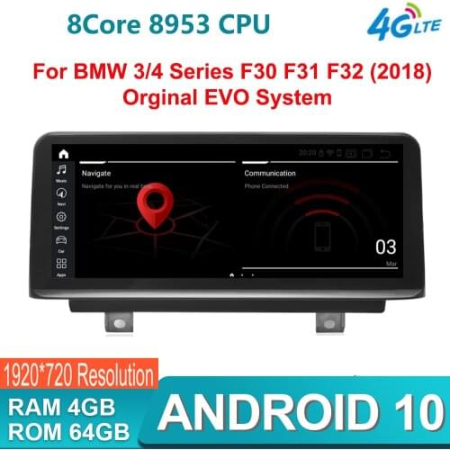 8 Core Android 10 car radio Screen For F30 F31 F32 F33 F34 F36 EVO 2018 2019 2020 WIFI 4G BT 4+64GB IPS Touch GPS Navi Receiver