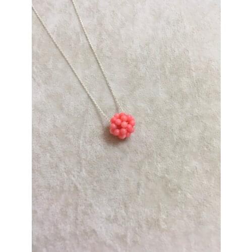 925 sterling silver Pink Coral doğaltaşlı Globe Necklace