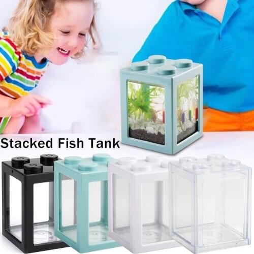 Fish Tank Stackable Desktop Mini Aquarium Decorative Fish Tank Stackable Tank Portable Aquarium Aquatic Decor Ornamental Box