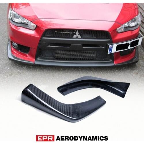 Car Styling For Mitsubishi Evolution EVO 10 V-Style Carbon Fiber Front Splitter Cover 2pcs