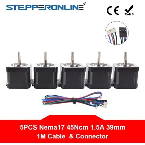 Free Ship !5PCS Nema 17 Stepper Motor 1.5A 42 Motor 39mm 12V 1m Cable 4-lead Nema17 Step Motor for CNC 3D Printer