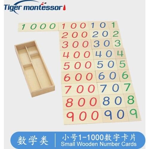 Montessori Wooden Mathematics Materials Small Wooden Number Cards With Box (1-1000) Toys