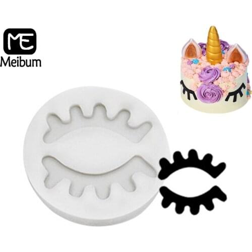 Meibum New Unicorn 2 Cavity Eyelash Shape Silicone Fondant Pastry Mold Cake Decorating Mould Chocolate Sugar Craft Baking Tools