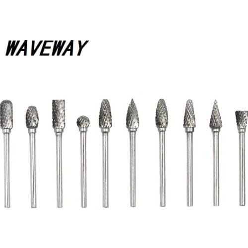 10pcs/set 3*6MM Double text Head Tungsten Carbide Rotary Tool Point Burr Die Grinder Abrasive Tools Drill Milling Engraving Bits