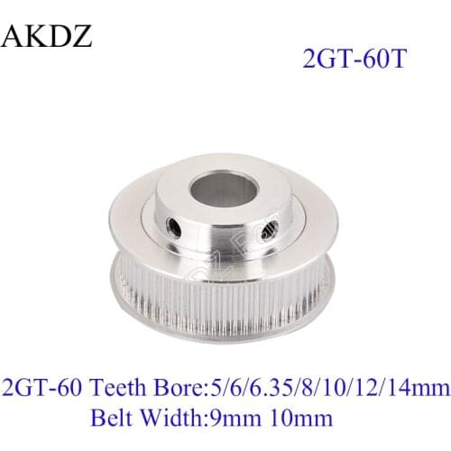 GT 60 Teeth 2M 2GT Timing Pulley Bore 5/6/6.35/8/10/12/14/15mm for GT2 Open Synchronous belt width 6/10mm Gear 60Teeth 60T
