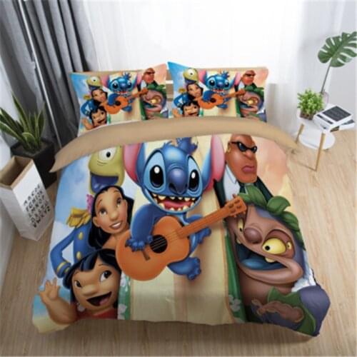 Cartoon Lilo and Stitch Bedding Set Single Double Twin Full Queen King Size Cartoon Girls Bed Cover Pillow Cases Room Decor