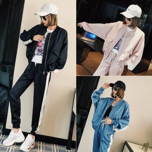 Set female casual sports student baseball uniform trousers two-piece 2019 autumn new fashion loose temperament womens clothing