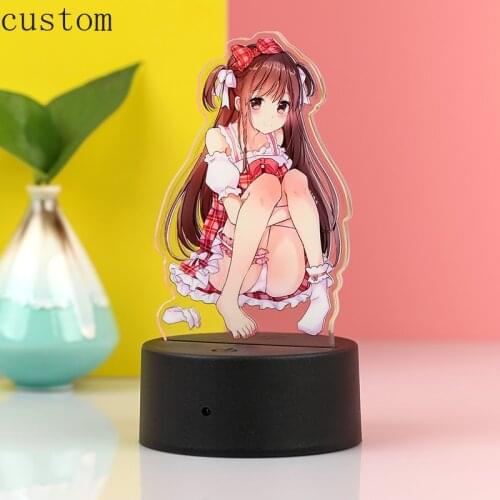 Logo Custom Acrylic LED Stand Keychain Printing Transparent Cartoon Anime Light Standee No MOQ