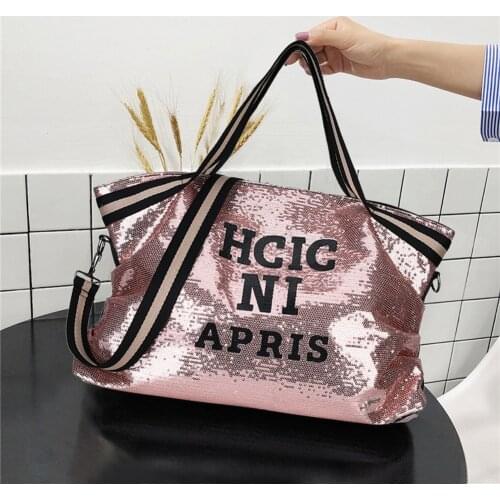 2021 Fashion Women Sequin Letter Printed Top-handle Tote Bag Female Large Capacity Handbag Casual Ladies' Shoulder Shopping Bag