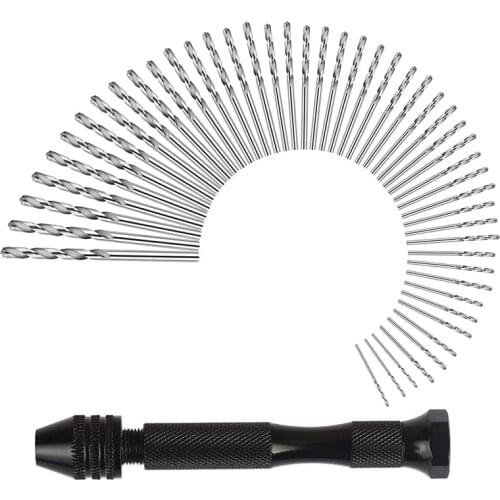 Hand Drill Set Precision Pin Vise With 49 Pcs Mini Twist Drill Bits For Model,Diy,Jewelry Making,Multipurpose Rotary Tool Drilli