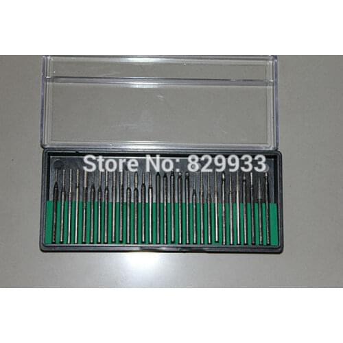 30Pcs 3mm (0.12'') Shank Diamond Mounted Burrs Bits Engraving Cutter Rotary Drill Kits Jewelry Tool Rock Fit Dremel & Micromotor