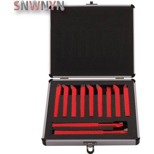 11Pcs 10x10mm 8x8mm Carbide Tip Tipped Bit Set Brazed Milling Cutter Tools For Metal Lathe, Welding Turning Tool Holder