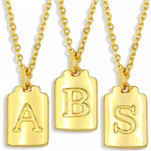 Small Initial Letter Necklace For Women Polished 26 A-Z Alphabet Letters Pendant Necklace Gold Plated Jewelry Gifts nkes24