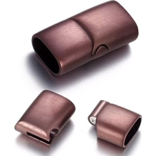 Stainless Steel Magnetic Clasp 12x6mm Red Bronze Plated Brushed Fastener Bracelet DIY Jewelry Making Closure Magnet Buckle
