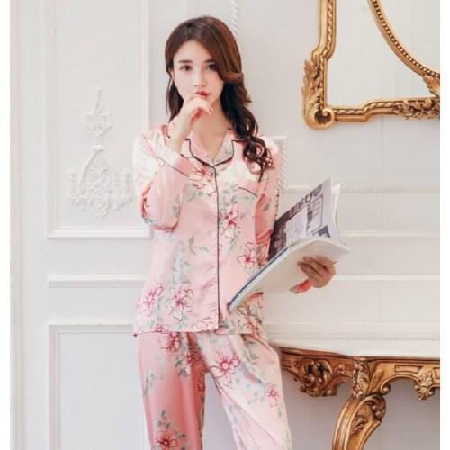 Nightwear Satin Silk Pajamas for Womens Set pyjamas Sleepwear