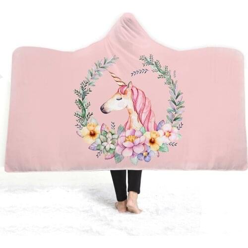 Hooded Blanket 3D Unicorn Girls Women Sherpa Fleece Hoodie Blanket Pink Microfiber Hoodie Throw Blanket Birthday gift