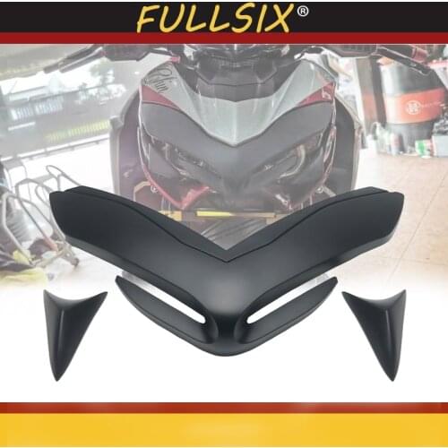 Motorcycle Front Fairing Aerodynamic Winglets For Kawasaki Z900 2017-2020 Front Beak Nose Cone Extension Cover Extender