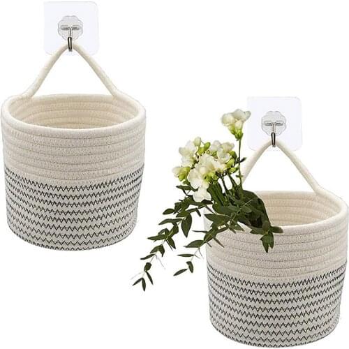 Woven Wall Hanging Basket Living Room Desktop Decorative Storage Basket Organizer Handmade Flower Pots Decoration