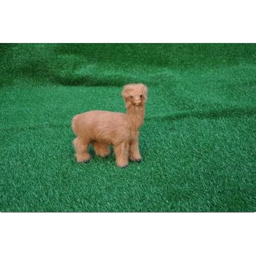 Polyethylene&fur brown alpaca model large 22x24cm prop handicraft home decoration gift b1678