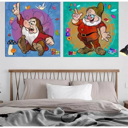 Disney Seven Dwarfs Posters Character Diamond Painted Drill Square Diamond Art Cross Stitch Living Room Bedroom for Family Decor