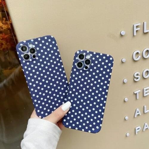 Simple Blue Daisy Flower Phone Case for iPhone 11 12 Pro Max Xs Max Xr 7 8 Plus Matte Camera Protection Soft Silicone Back Cover