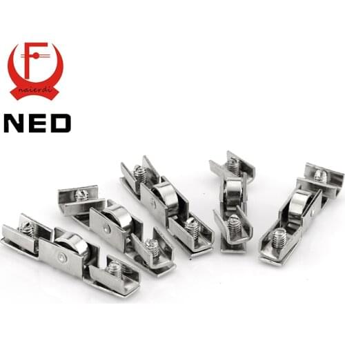 10pcs NED-7220 Glass Sliding Door Roller H Shape Wheel Diameter 10mm Caster For Furniture Hardware