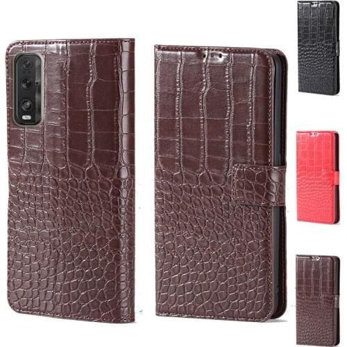 Luxury Crocodile design Flip Leather Wallet Phone Case For Oppo Find X2 stand function cover with card slot
