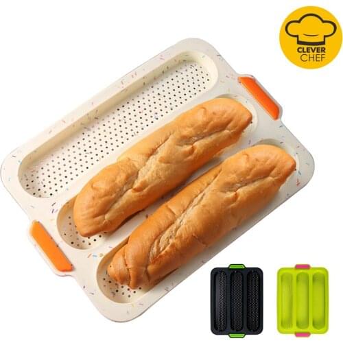 Silicone Baguette Baking Tray Non-stick Perforated French Bread Mold Loaf Cakes Crisping Pan for Home Baking Tools