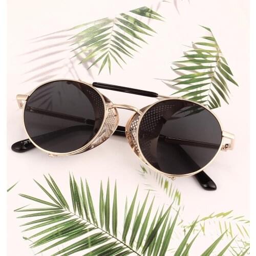 2020 Retro Steampunk Sunglasses Designer Steam Punk Metal Shields Sunglasses Men Women UV400