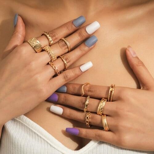 Modern Jewelry Fashion Vintage Statement Ring Popular Design Hot Selling Geometric 6 pc Set Metal Ring For Girl Lady Gifts