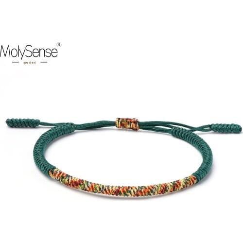 MolySense Tibetan Handmade Buddhist Lucky Bracelets & Bangles For Women Men Rope Knots Amulet Gift Tibet Braided Bracelet