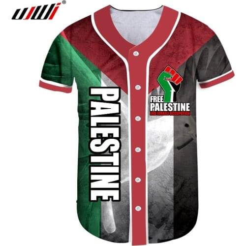 UJWI Palestina t shirt War Peace Flag TShirt Camiseta Mens T-shirt Baseball Custom print logo clothing Men tshirt maillot 5XL