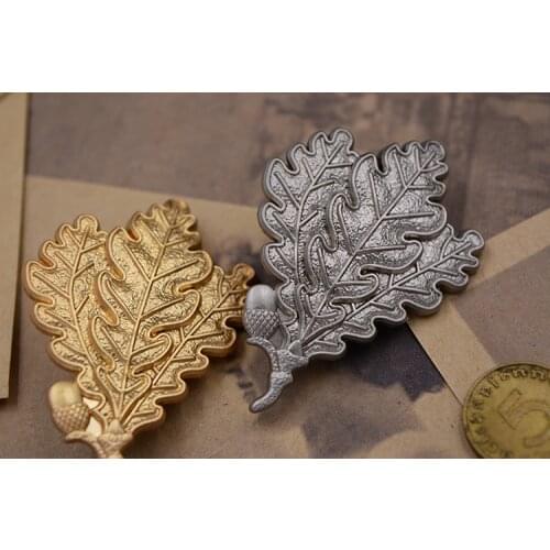 Top quality WW2 German Army Sniper Oak Leaf Metal Cap Badge
